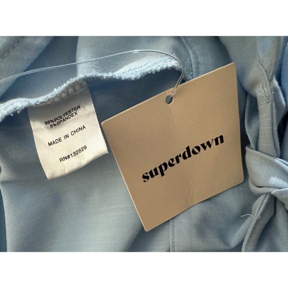 Superdown Victoria Top NWT Sz S Cropped Tie Front Long Balloon Sleeve Revolve - Picture 4 of 8